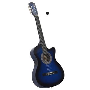 vidaXL Guitare d&eacute;coup&eacute;e classique occidentale 6 cordes Bleu ombr&eacute; 38"