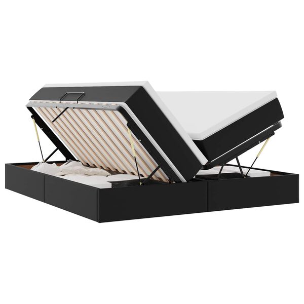vidaXL Lit avec rangement et matelas avec matelas Noir 200 x 200 cm