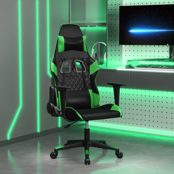 vidaXL Chaise de jeu Noir et vert Similicuir