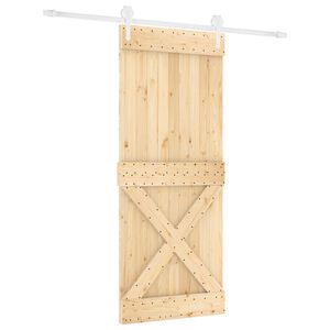 vidaXL Porte coulissante 85 x 210 cm Bois de pin massif (non trait&eacute;)