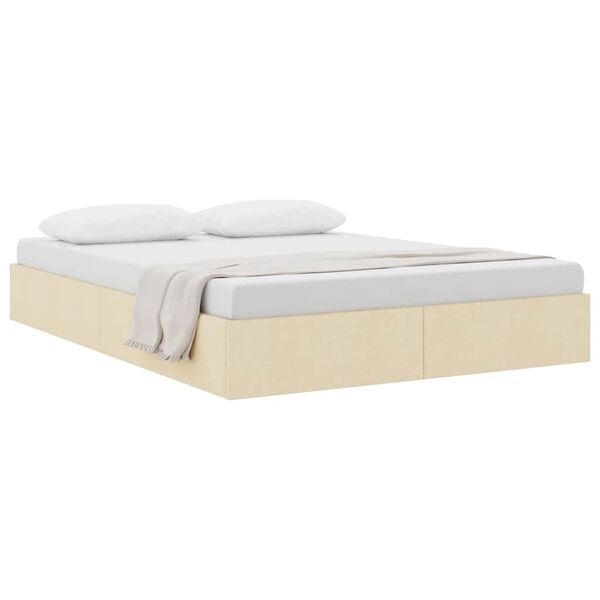 vidaXL Lit de Rangement avec matelas Cr&egrave;me 140 x 190 cm tissu
