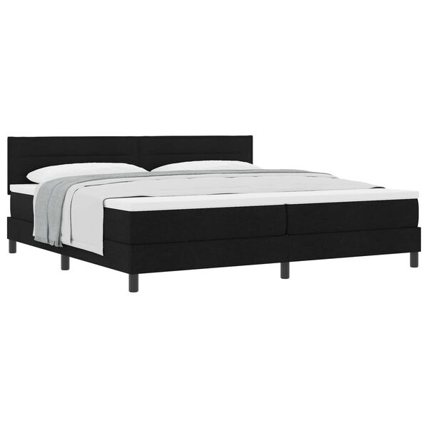 vidaXL Lit &agrave; ressorts avec matelas Noir 200 x 200 cm tissu