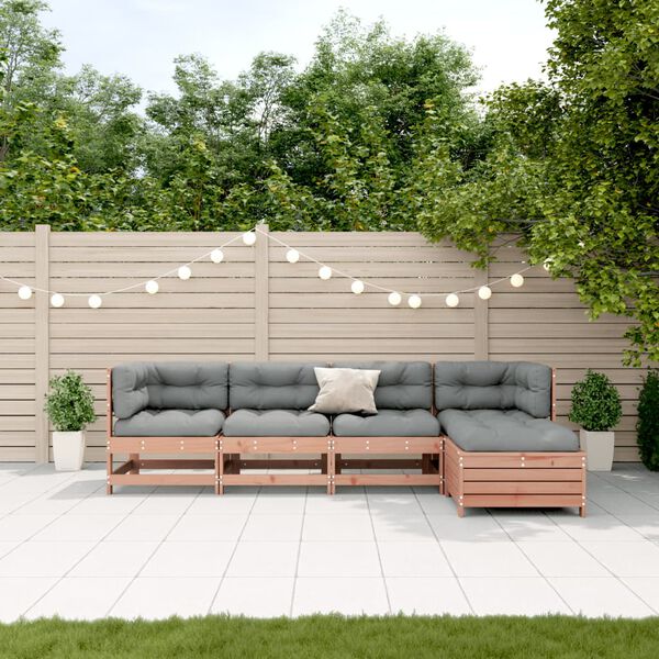vidaXL Salon de jardin 5 pcs avec coussins bois massif douglas