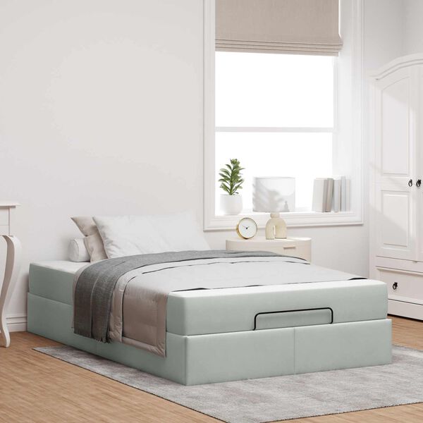 vidaXL Cadre de lit avec matelas avec matelas 2 pcs Gris clair Velours