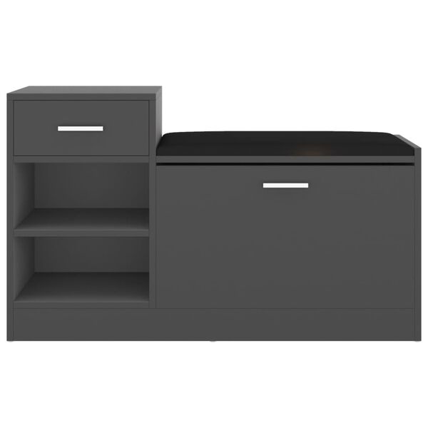 vidaXL Banc &agrave; chaussures Gris 94,5x31x57 cm Agglom&eacute;r&eacute;