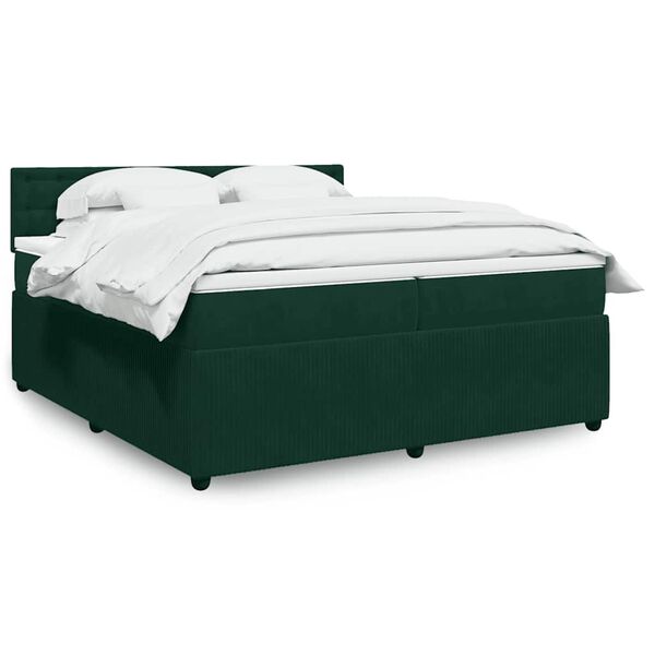vidaXL Sommier &agrave; lattes de lit et matelas Vert fonc&eacute; 200x200cm Velours