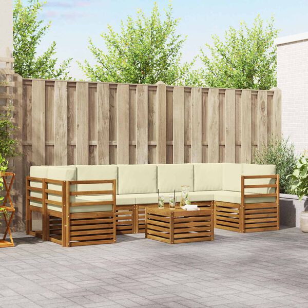 vidaXL Ensembles de canap&eacute;s avec coussin 8 pcs Naturel et Cr&egrave;me