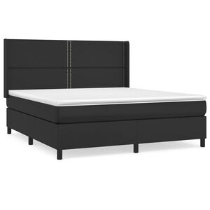 vidaXL Sommier &agrave; lattes de lit avec matelas Noir 180x200 cm Similicuir
