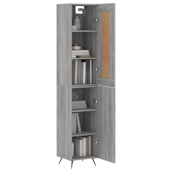 vidaXL Buffet haut Sonoma gris 34,5x34x180 cm Bois d'ing&eacute;nierie