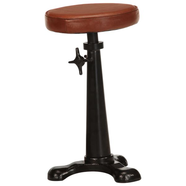 vidaXL Tabourets de bar lot de 2 marron cuir véritable et fonte