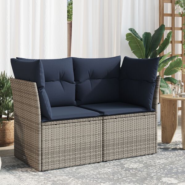 vidaXL | Canap&eacute; de jardin | avec coussin Gris 124 x 62 x 69cm polyrotin