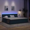 vidaXL Lit avec rangement et LED Bleu fonc&eacute; 200 x 200 cm Velours