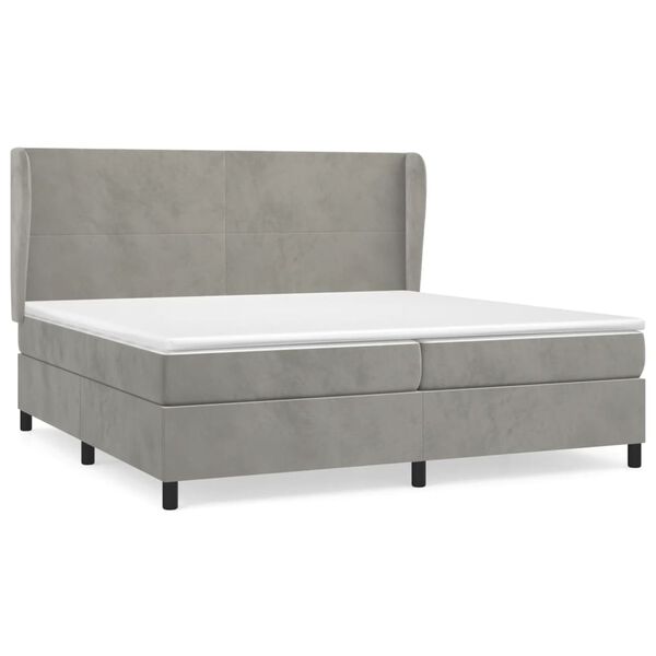 vidaXL Sommier &agrave; lattes de lit et matelas Gris clair 200x200cm Velours