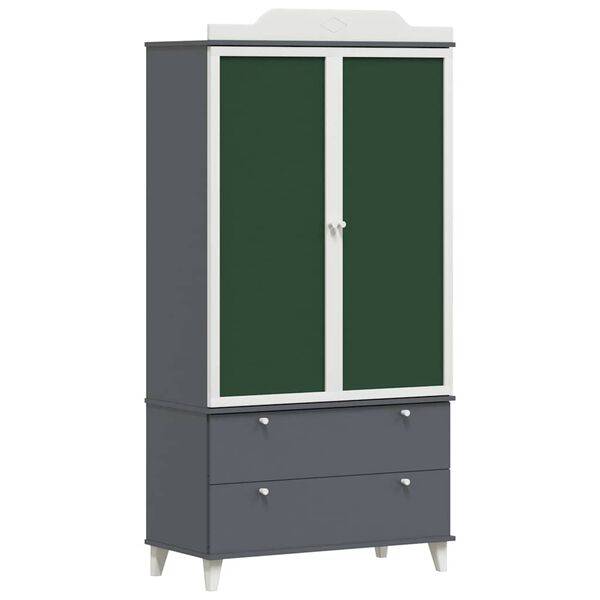 vidaXL Armoire Tableau Noir ROROS Gris et blanc 90 x 45 x 180 cm