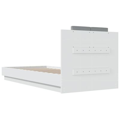 vidaXL Cadre de lit avec tête de lit blanc 90x200 cm bois d'ingénierie