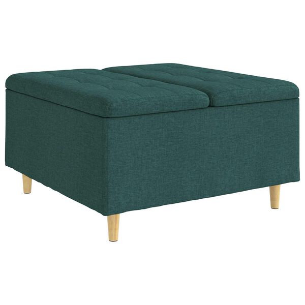 vidaXL Tabouret bouton avec coussin Vert fonc&eacute; 80 x 80 x 45 cm tissu