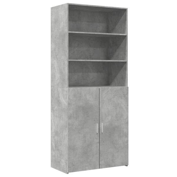 vidaXL Buffet haut gris b&eacute;ton 80x42,5x185 cm bois d'ing&eacute;nierie