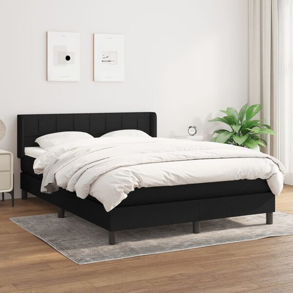 vidaXL Sommier &agrave; lattes de lit avec matelas Noir 140x190 cm Tissu