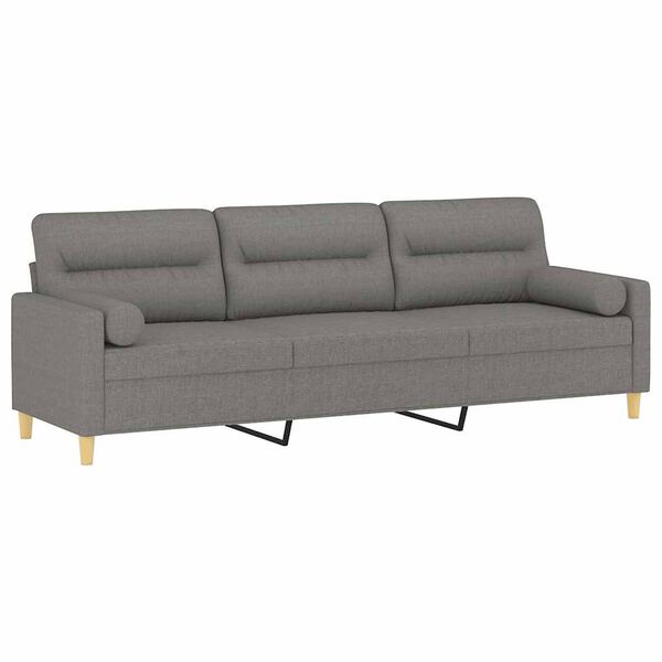 vidaXL Canap&eacute; 3 places et oreillers et coussins Gris fonc&eacute; 210cm Tissu