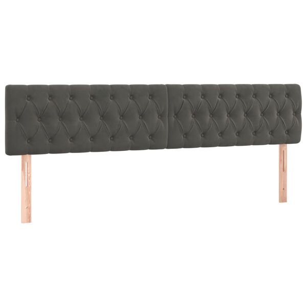 vidaXL T&ecirc;tes de lit Gris fonc&eacute; 180x7x78/88 cm Velours