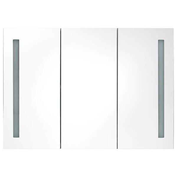 vidaXL Armoire de salle de bain à miroir LED 89x14x62cm Blanc brillant