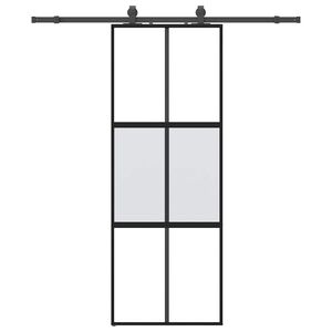 vidaXL Porte coulissante kit quincaillerie noir 76x205 cm verre tremp&eacute;