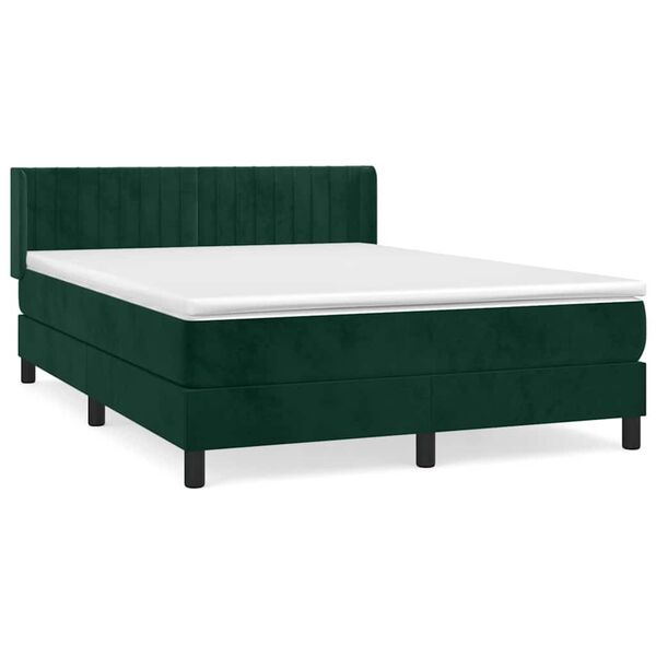 vidaXL Sommier &agrave; lattes de lit et matelas Vert fonc&eacute; 140x190cm Velours