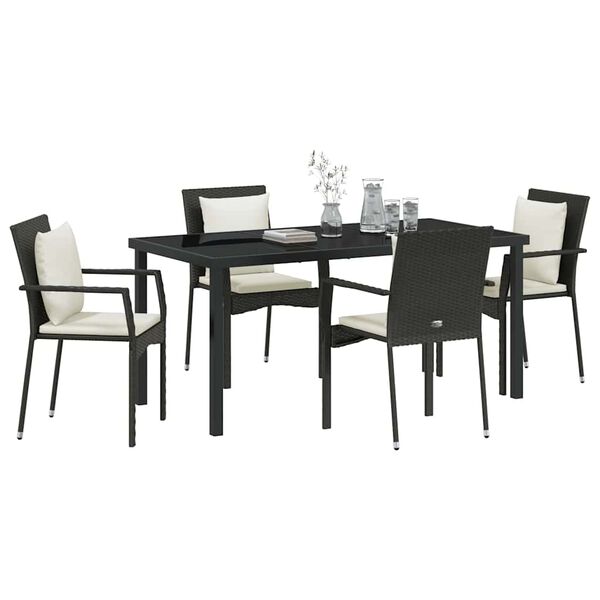 vidaXL Ensemble de salle à manger pour jardin 5 pcs Noir polyrotin