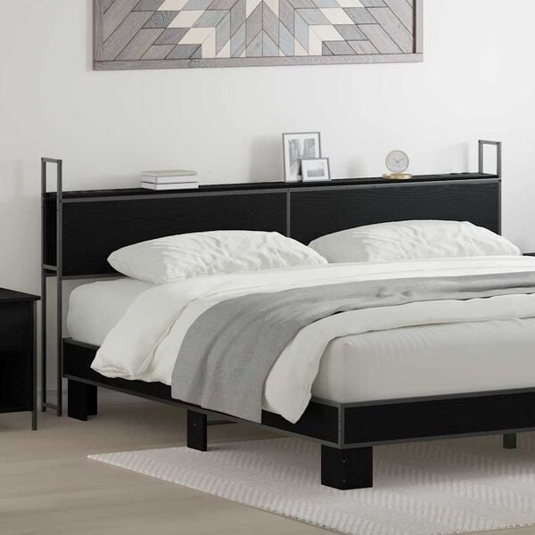 vidaXL Headboard de Rangement avec Station de Charge Ch&ecirc;ne noir