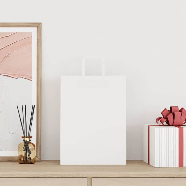 vidaXL Sacs en papier 50 pcs avec poign&eacute;es blanc 26x12x35 cm