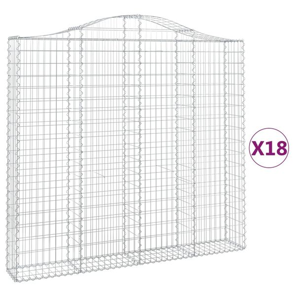 vidaXL Paniers &agrave; gabions arqu&eacute;s 18 pcs 200x30x180/200 cm Fer galvanis&eacute;