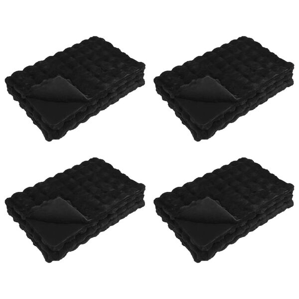 vidaXL Couverture en Fourrure de Lapin Synth&eacute;tique 4 pcs Noir