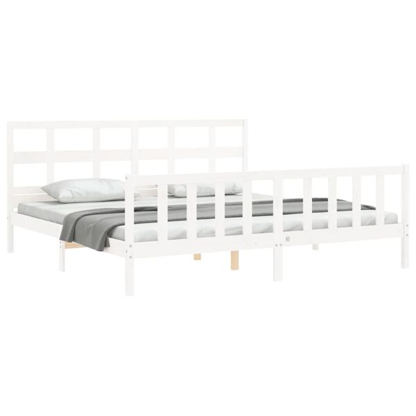 vidaXL Cadre de lit sans matelas blanc 200x200 cm bois massif de pin