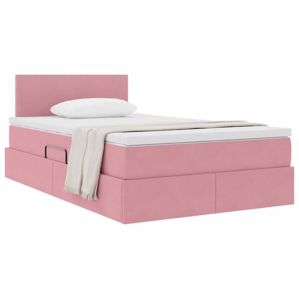 vidaXL Lit de Rangement avec matelas Rose 120 x 190 cm Velours
