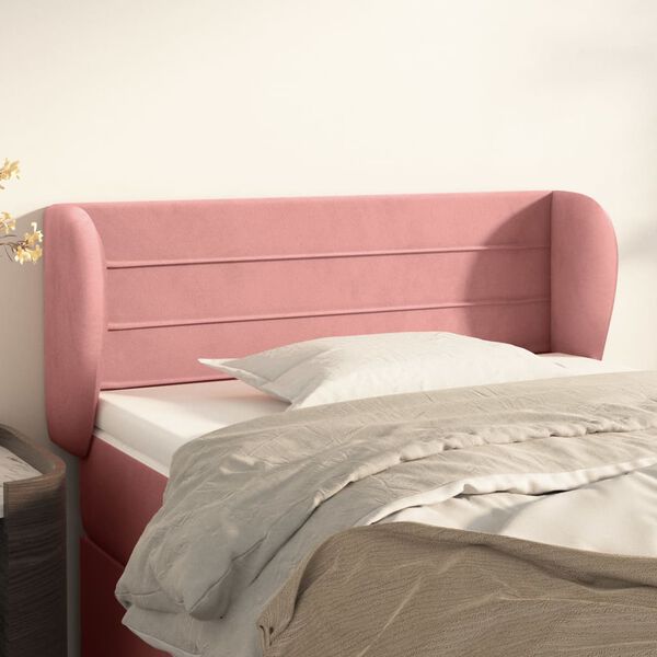 vidaXL Tête de lit avec oreilles Rose 83x23x78/88 cm Velours