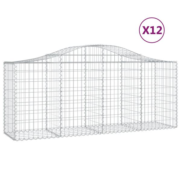 vidaXL Paniers &agrave; gabions arqu&eacute;s 12 pcs 200x50x80/100 cm Fer galvanis&eacute;