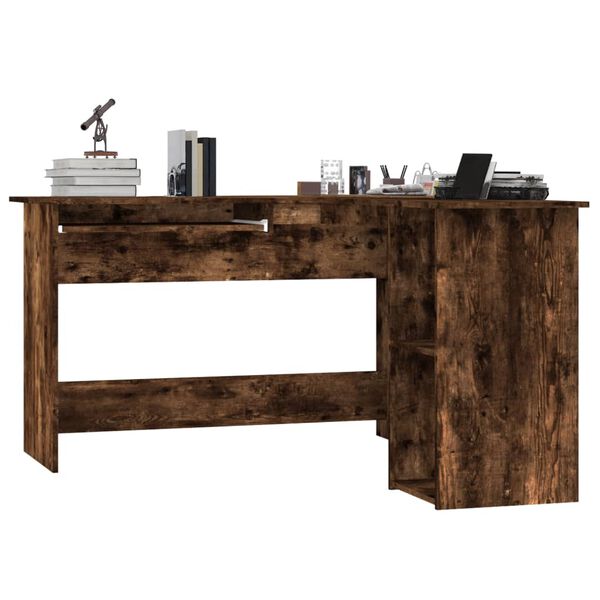 vidaXL Bureau d'angle chêne fumé 120x140x75 cm bois d'ingénierie