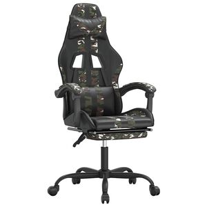 vidaXL Chaise de jeu pivotante repose-pied Noir camouflage Similicuir