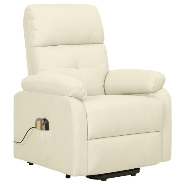 vidaXL Fauteuil de massage Cr&egrave;me Tissu