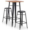 vidaXL Mobilier de bar 3 pcs Acier Noir