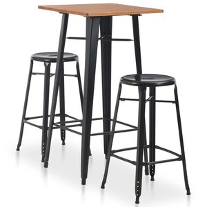 vidaXL Mobilier de bar 3 pcs Acier Noir