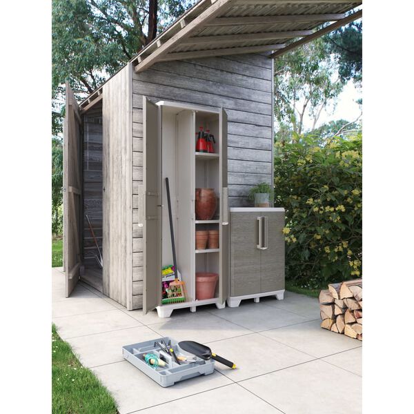 Keter Armoire de rangement basse de jardin Crème et taupe 97 cm