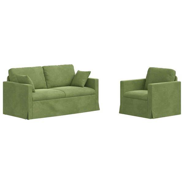 vidaXL Canap&eacute; 2 pcs Vert clair 158 x 78 x 80 cm Velours