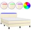 vidaXL Sommier &agrave; lattes de lit avec matelas et LED Cr&egrave;me 140x200 cm