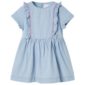 Robe pour enfants à volants bleu doux 128
