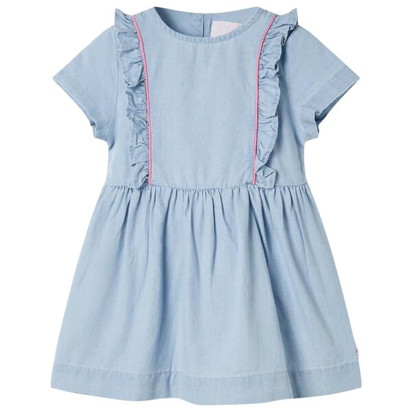Robe pour enfants à volants bleu doux 128