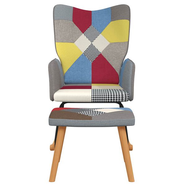 vidaXL Chaise à bascule avec tabouret Patchwork Tissu