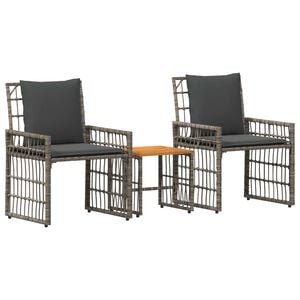 vidaXL Ensemble de meubles d'ext&eacute;rieur 3 pc Noir et Gris fonc&eacute;