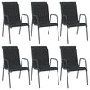 vidaXL Chaises de jardin lot de 6 Acier et textil&egrave;ne Noir