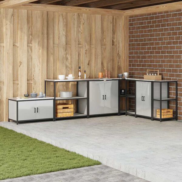 vidaXL Rangement de cuisine avec &eacute;tag&egrave;re Argent 90 x 50 x 92 cm Acier